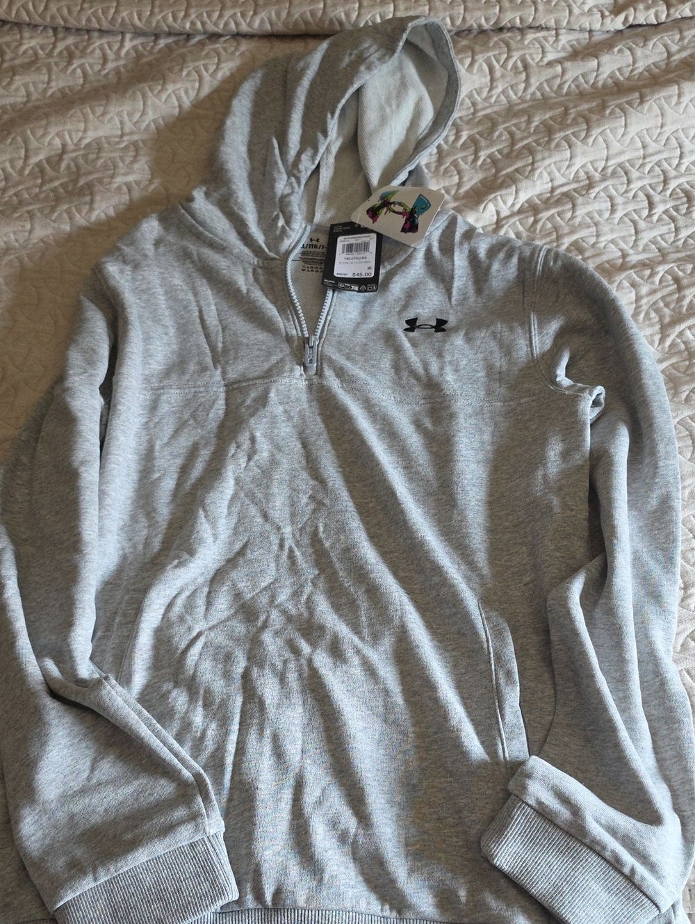 Under Armour Light Gray Half-Zip Hooded Pullover